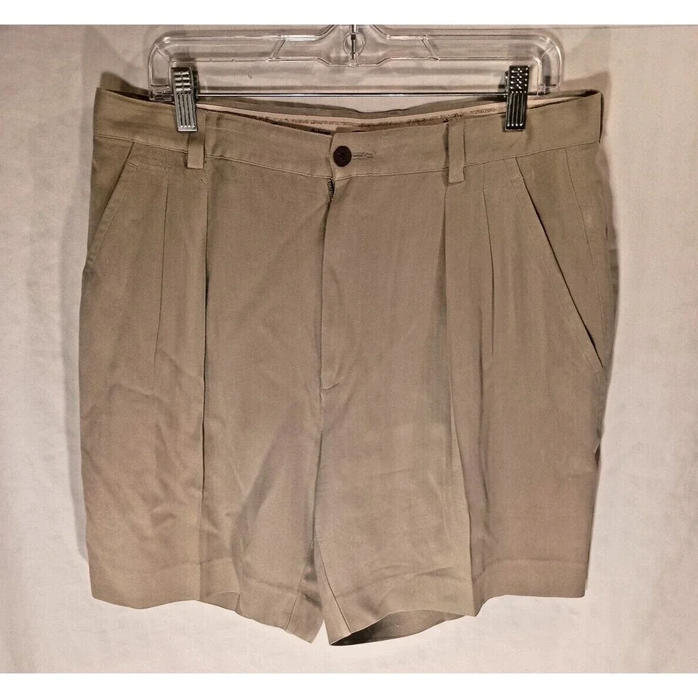 Tommy Bahama Men's 100% Silk Pleated Shorts Khaki • Size 34